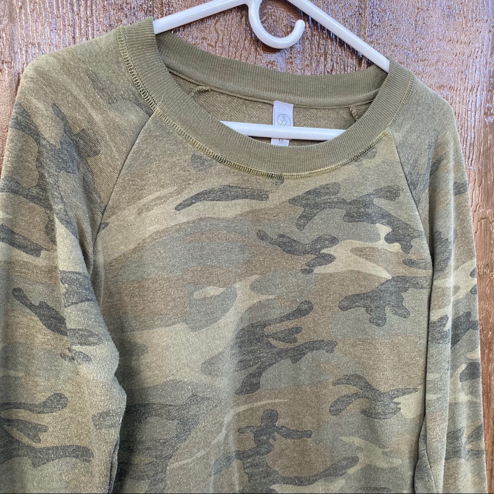 Alternative Apparel Lazy Day Green Camo Pullover Sweatshirt M - Picture 9 of 14